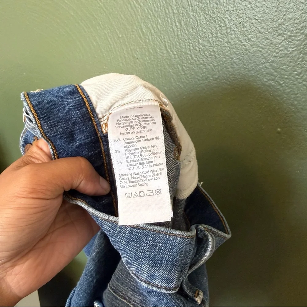 Madewell dark wash long high rise denim shorts size 23